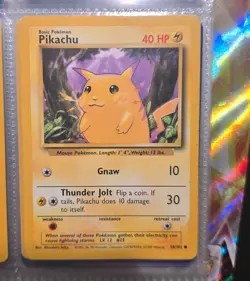 Pikachu 58/102 NM Near Mint Yellow Cheeks Base Set Pokemon Card WOTC 1999 - Image 1