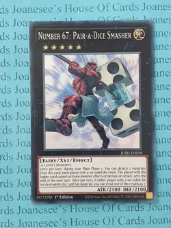 JUSH-EN058 Number 67: Pair-a-Dice Smasher Super Rare Yu-Gi-Oh Card 1st New - Image 1