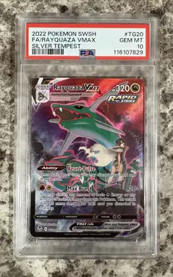 2022 POKEMON SWORD & SHIELD SILVER TEMPEST #TG20 FULL ART/RAYQUAZA VMAX PSA 10 - Image 1