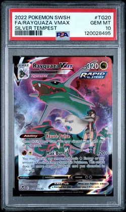 2022 POKEMON SWORD & SHIELD SILVER TEMPEST #TG20 FULL ART/RAYQUAZA VMAX PSA 10 - Image 1