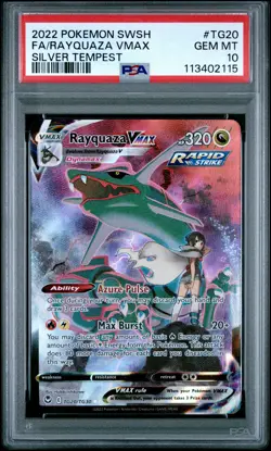 2022 POKEMON SWORD & SHIELD SILVER TEMPEST #TG20 FULL ART/RAYQUAZA VMAX PSA 10 - Image 1