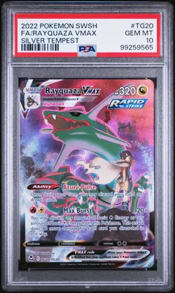 2022 POKEMON SWORD & SHIELD SILVER TEMPEST #TG20 FULL ART/RAYQUAZA VMAX PSA 10 - Image 1