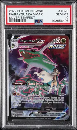 2022 POKEMON SWORD & SHIELD SILVER TEMPEST #TG20 FULL ART/RAYQUAZA VMAX PSA 10 - Image 1