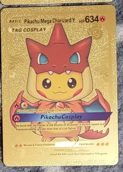 Pokemon Custom Fan Art Pikachu Tag Team Cosplay Lot of 6 Gold Foil Cards NM - Image 4