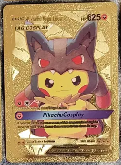 Pokemon Custom Fan Art Pikachu Tag Team Cosplay Lot of 6 Gold Foil Cards NM - Image 5