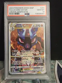 Lucario Vstar PSA 10 2023 Pokemon SWSH Crown Zenith ETB Promo SWSH291 - Image 1