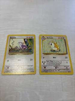 Pokemon TCG Base Set Rattata Card 61/102 Unlimited Raticate Card 40/102 - Image 1
