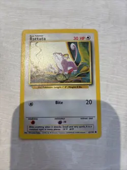 Pokemon TCG Base Set Rattata Card 61/102 Unlimited Raticate Card 40/102 - Image 3