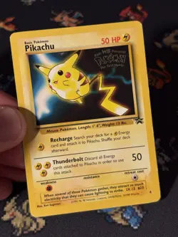 Pokemon Card Pikachu #4 First Movie Stamped Black Star Promo WOTC - (LP) - Image 2