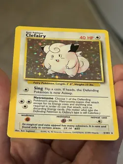 1999 Pokemon TCG Clefairy 5/102 Base Set Holo Rare Card Vintage WOTC MP - Image 3