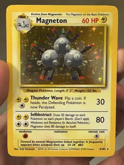 MAGNETON 9/102 Base Set Holo Rare Card 1999 Pokemon TCG Vintage WOTC NEAR MINT - Image 1