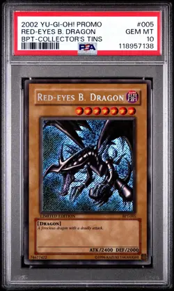 PSA 10 Red-Eyes B. Dragon BPT-005 2002 Collectors Tin Limited Yugioh - Image 1