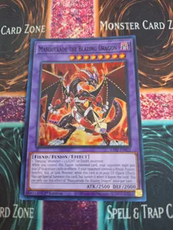 Yugioh Masquerade the Blazing Dragon RA02-EN022 Super Rare 1st Edition Near Mint - Image 1