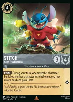 Stitch - Alien Troublemaker #200 Rare | Lorcana: Reign of Jafar Card - Image 1