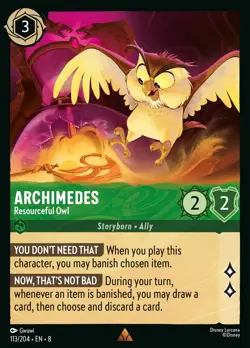 Archimedes - Resourceful Owl #113 Rare | Lorcana: Reign of Jafar Card - Image 1