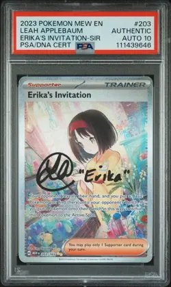 Pokemon Card Erikas Invitation 203 Signed Voice Actor Leah Applebaum PSA Auto 10 - Image 1