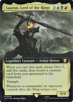 MTG Sauron, Lord of the Rings EXTENDED ART FOIL Lord of the Rings 0092 VLP Card - Image 1