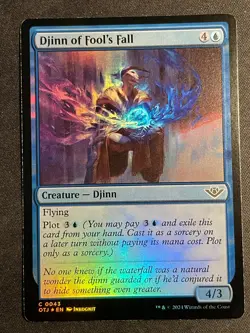 MTG Djinn of Fool's Fall, NM-Mint, (OTJ #0043) Foil - Image 1