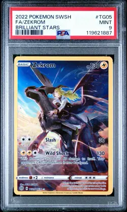 2022 POKEMON SWORD & SHIELD BRILLIANT STARS #TG05 FULL ART ZEKROM PSA 9 MINT - Image 1