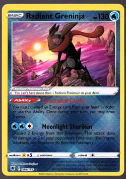 Radiant Greninja 046/189 Holo Astral Radiance Pokemon TCG Card NM - Image 1