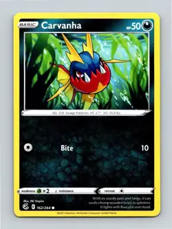 Carvanha 162/264 Regular Common Fusion Strike Pokemon Trading Card TCG - Image 1
