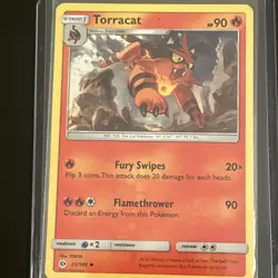 Torracat 25/149 Sun & Moon Cosmos Holo Rare SWIRL Pokemon Card LP - Image 1