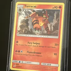Torracat 25/149 Sun & Moon Cosmos Holo Rare SWIRL Pokemon Card LP - Image 3