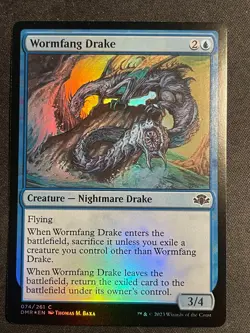 MTG Wormfang Drake, NM-Mint, (DMU #074/261) Foil - Image 1