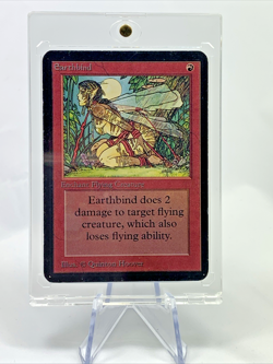 ALPHA - Earthbind - MP-HP MTG Magic the Gathering 1993 Card in Magnetic Holder - Image 1