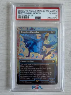 TRAVELING CHOCOBO NEON INK BLUE 2025 MTG FINAL FANTASY EN PSA 10 - Image 1