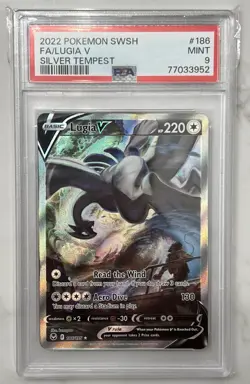2022 Pokemon SWSH Silver Tempest Alt Art Lugia V #186/195 PSA 9 - Image 1