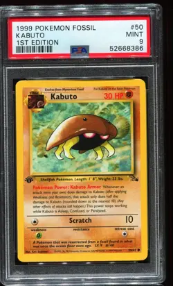 1999 PSA Pokemon Pokemon Fossil 1st Edition #50 KABUTO PSA 9 MINT 0626 - Image 1