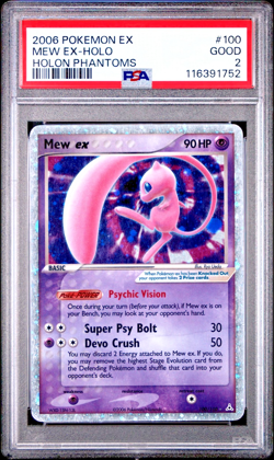 PSA 2 2006 Pokemon EX Holon Phantoms Mew EX Holo Foil 100/110 - Image 1