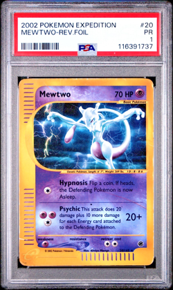 PSA 1 2002 Expedition Mewtwo Reverse Holo Foil 20/165 WOTC E-Reader Pokemon - Image 1