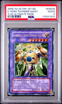 PSA 2 1ST EDITION ULTIMATE RARE Elemental Hero Thunder Giant TLM-EN036 YUGIOH - Image 1