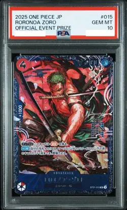 PSA 10 Zoro ST21-015 Flagship Battle 2025 Top 8 Prize ONE PIECE Card JPN GEM MT - Image 1