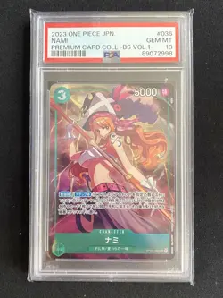 PSA 10 GEM MINT Nami One Piece Japanese Premium Card Collection Vol 1 OP02-036 - Image 1
