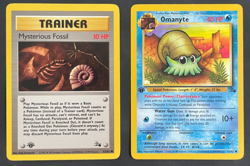 Mysterious Fossil 62/62 & Omanyte 52/62 Pokemon TCG Fossil 1st Edition MP - Image 1
