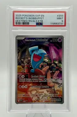 2025 POKEMON SVP EN ROCKET's WOBBUFFET DESTINED RIVALS ETB Mint PSA 9 - Image 1