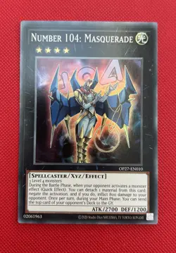 Number 104 Masquerade OP27-EN010 Super Rare Near Mint Yugioh - Image 1