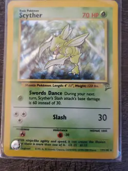 Pokemon TCG Scyther Base Set 2 Holo Unlimited Rare Card 17/130 2000 Ungraded - Image 1