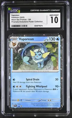 Vaporeon Cosmos Holo #168 - CGC 10 GEM MINT - Pokemon Promo Card - Image 4