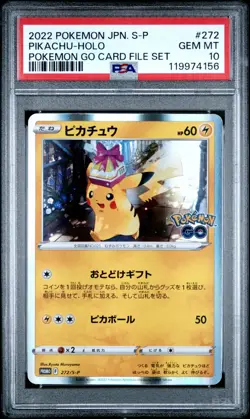 2022 Pokemon Go Japanese S-P Pikachu Holo Promo Card File Set PSA 10 Gem Mt #272 - Image 1