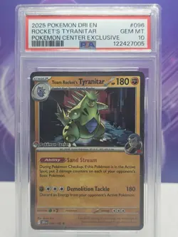 Team Rocket’s Tyranitar 096/182 (Pokemon Center Exclusive) Promo PSA 10 - Image 1