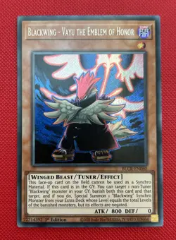 BLCR-EN060 BLACKWING - VAYU THE EMBLEM OF HONOR SECRET RARE 1ST ED YuGiOh CARD - Image 1