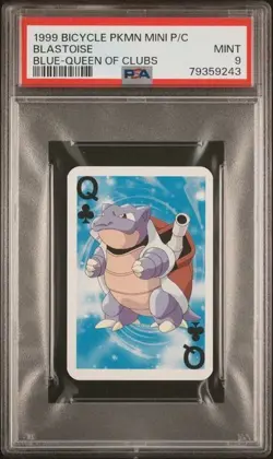 1999 Pokemon Blastoise Mini Playing Card Poker Q Clubs Blue Bicycle PSA 9 Mint - Image 5