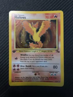 Pokemon Card - Moltres - 1st Edition, Fossil 12/62 Holo Rare - Image 1