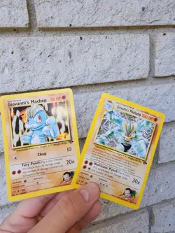 Giovanni's Machamp (Holo) and Machop Gym Challenge Pokemon Card TCG - Image 1