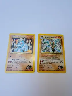 Giovanni's Machamp (Holo) and Machop Gym Challenge Pokemon Card TCG - Image 2