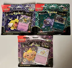 Pokemon Paldean Fates Tech Sticker Collection SET of 3 NEW Sealed Scarlet Violet - Image 1